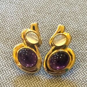 Kai Yin Lo KYLO Sterling Silver Vermeil Moonstone & Amethyst Earrings